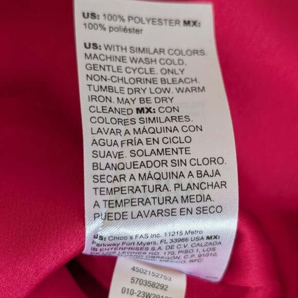 Long Sleeve V-Neck Empire Waist Blouse- Hollywood Pink Sz. 4 - Picture 15 of 15